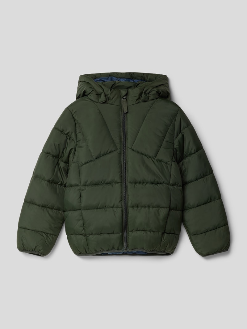 Steppjacke mit Kapuze in grün