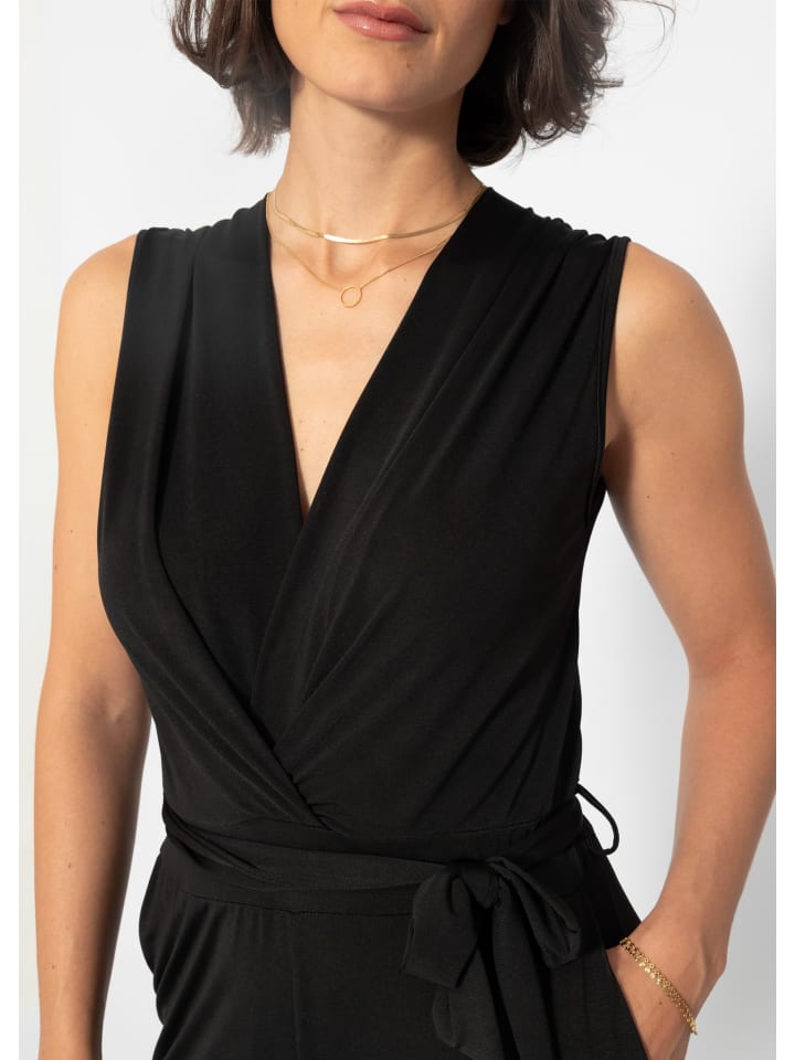 SASSYCLASSY Fließender Jersey Jumpsuit in Schwarz günstig kaufen S