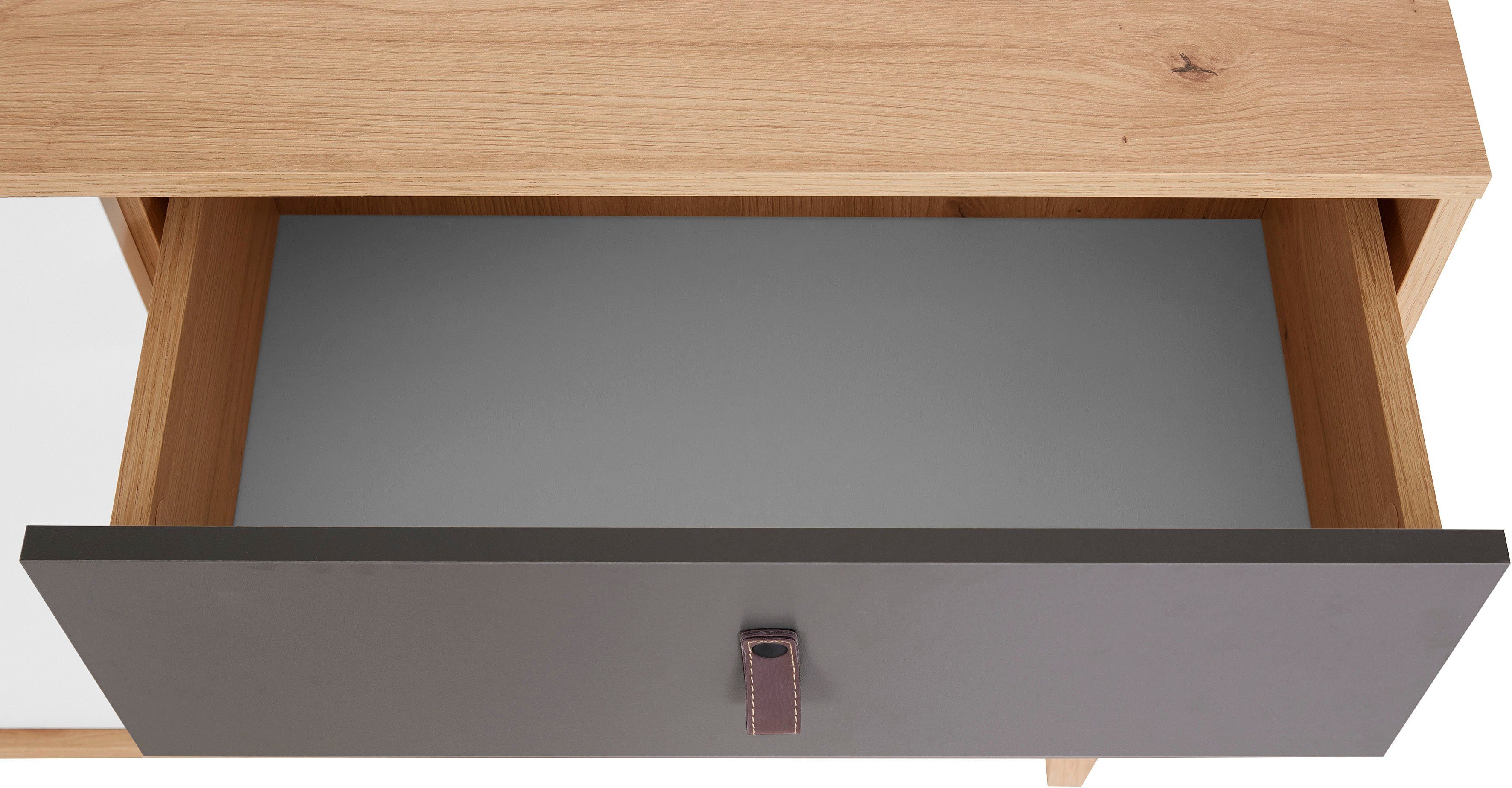 Homexperts Sideboard Bristol, Breite 120 cm oder 180 cm, mit massiven Eichefüßen