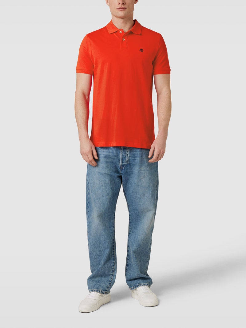 Poloshirt mit Logo-Stitching in rot