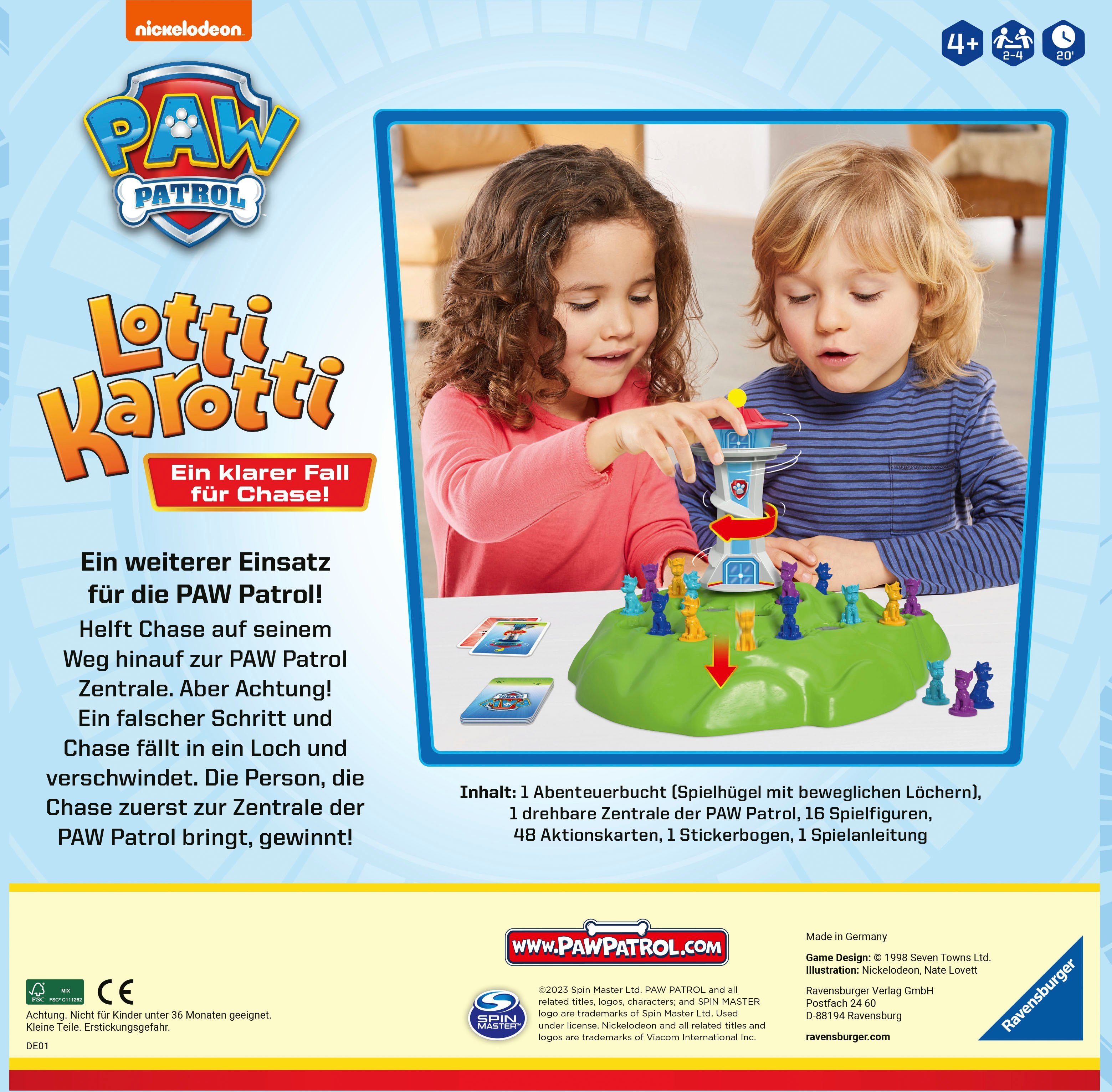 Ravensburger Spiel, Kinderspiel Paw Patrol, Lotti Karotti, Made in Germany; FSC® - schützt Wald - weltweit