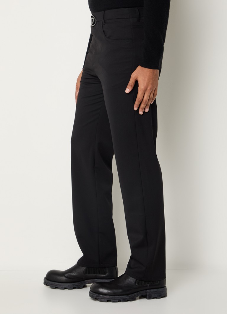 Diesel P-Dmax straight fit pants in woolblend with buckle