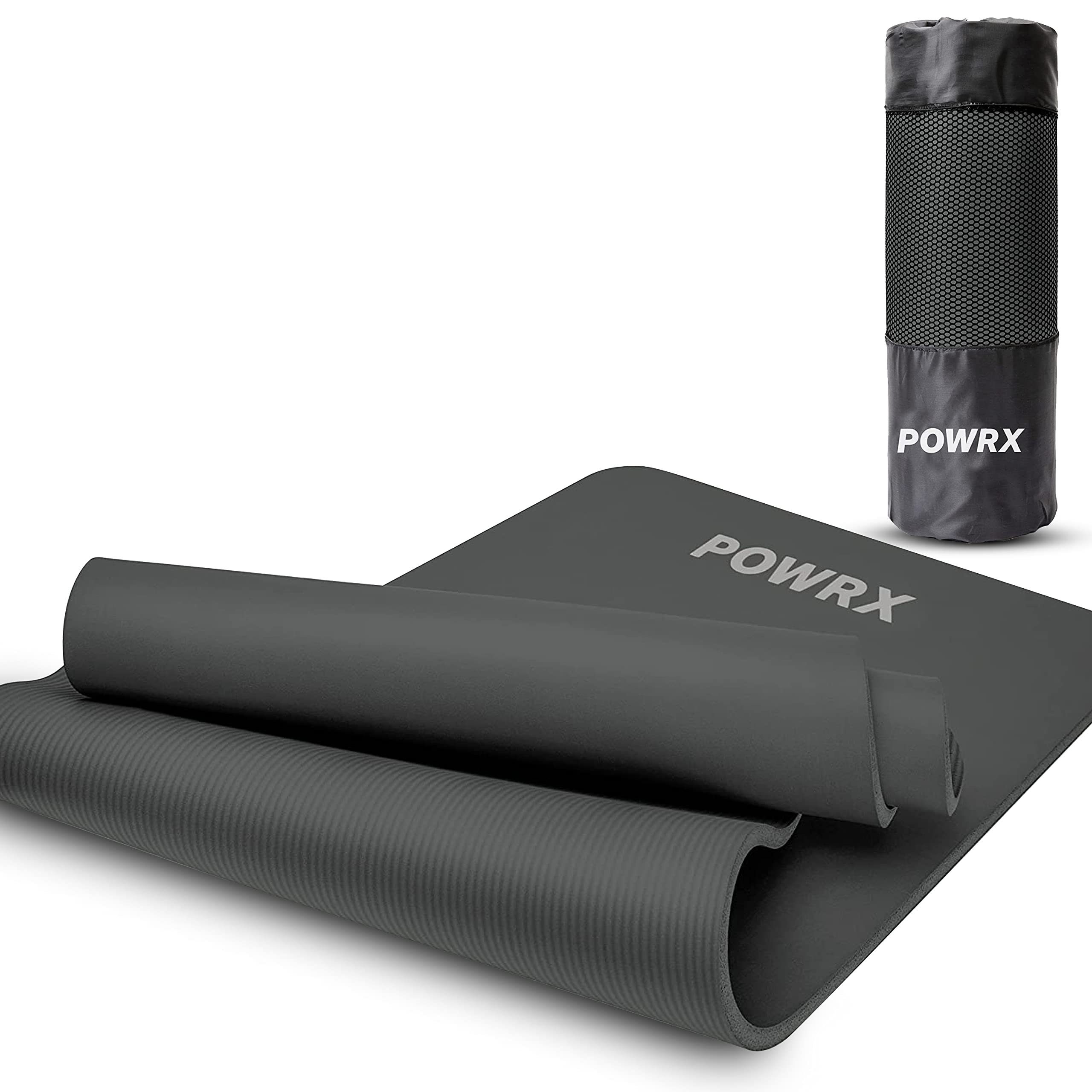 POWRX Yogamatte Gymnastikmatte Yogamatte (Schwarz 183x60x1cm), Matt Schwarz 183 X 60 X 1 Cm 183 X 60 X 1 Cm