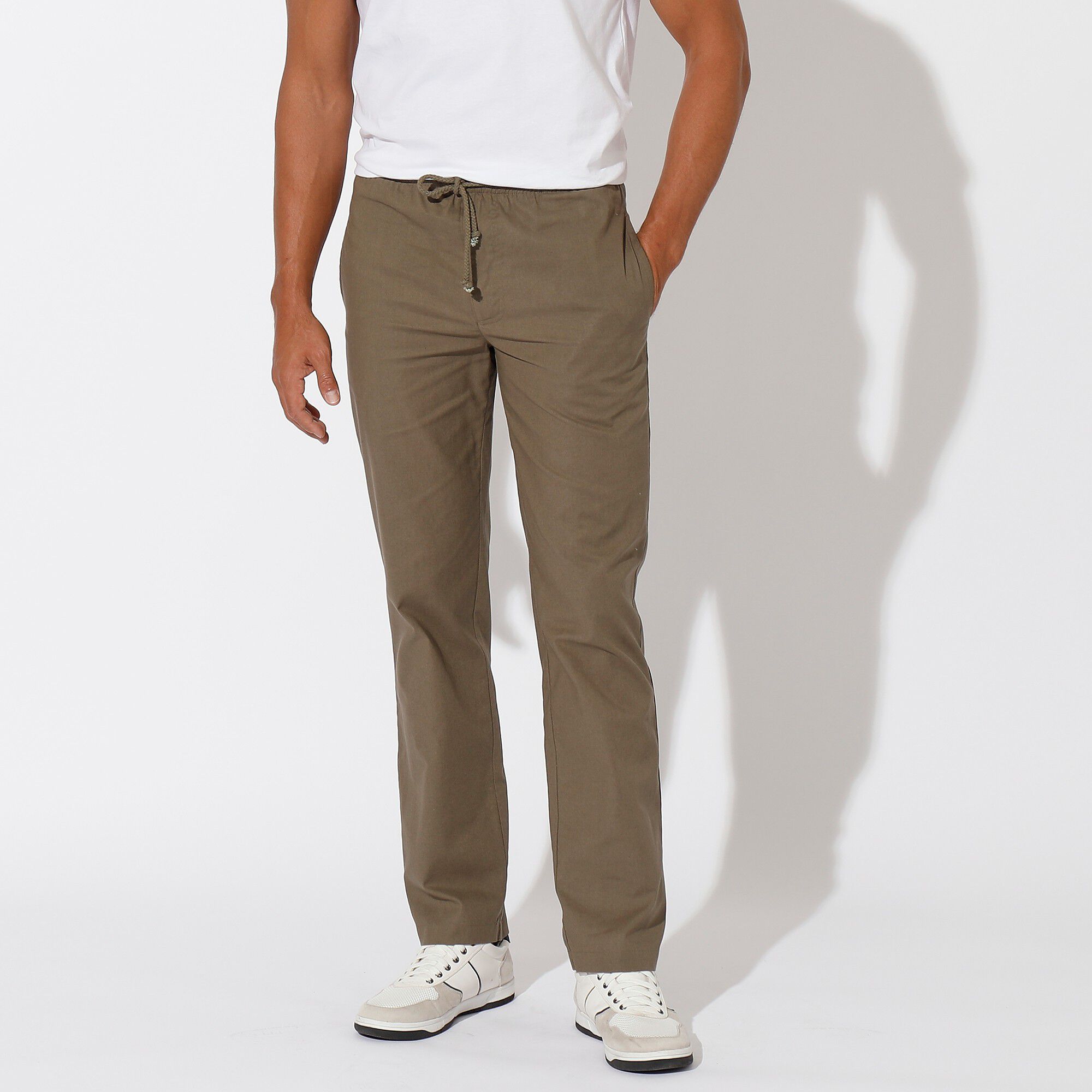 Pantalon toile taille élastiquée
