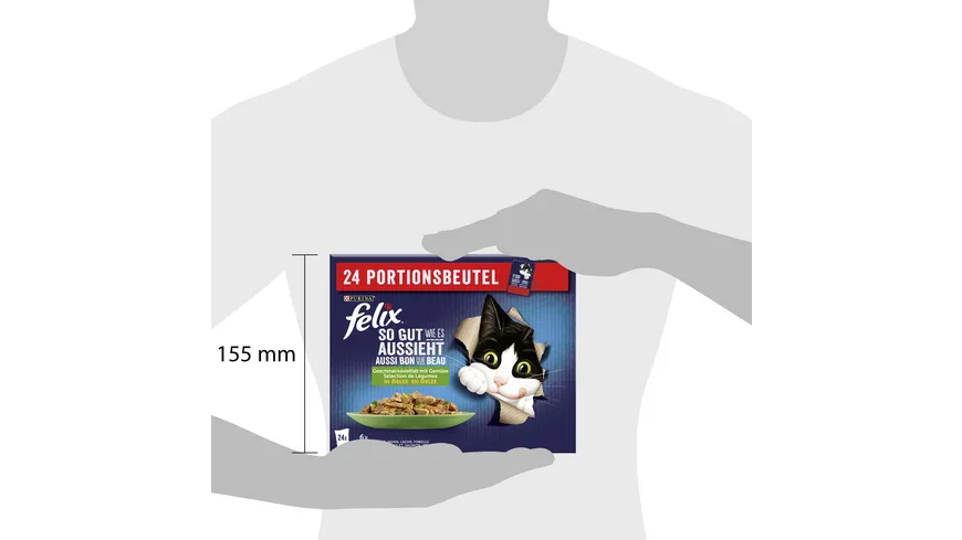 PURINA FELIX So gut wie es aussieht in Gelee gemischte Vielfalt mit Gemüse Katzennassfutter 2.04 kg