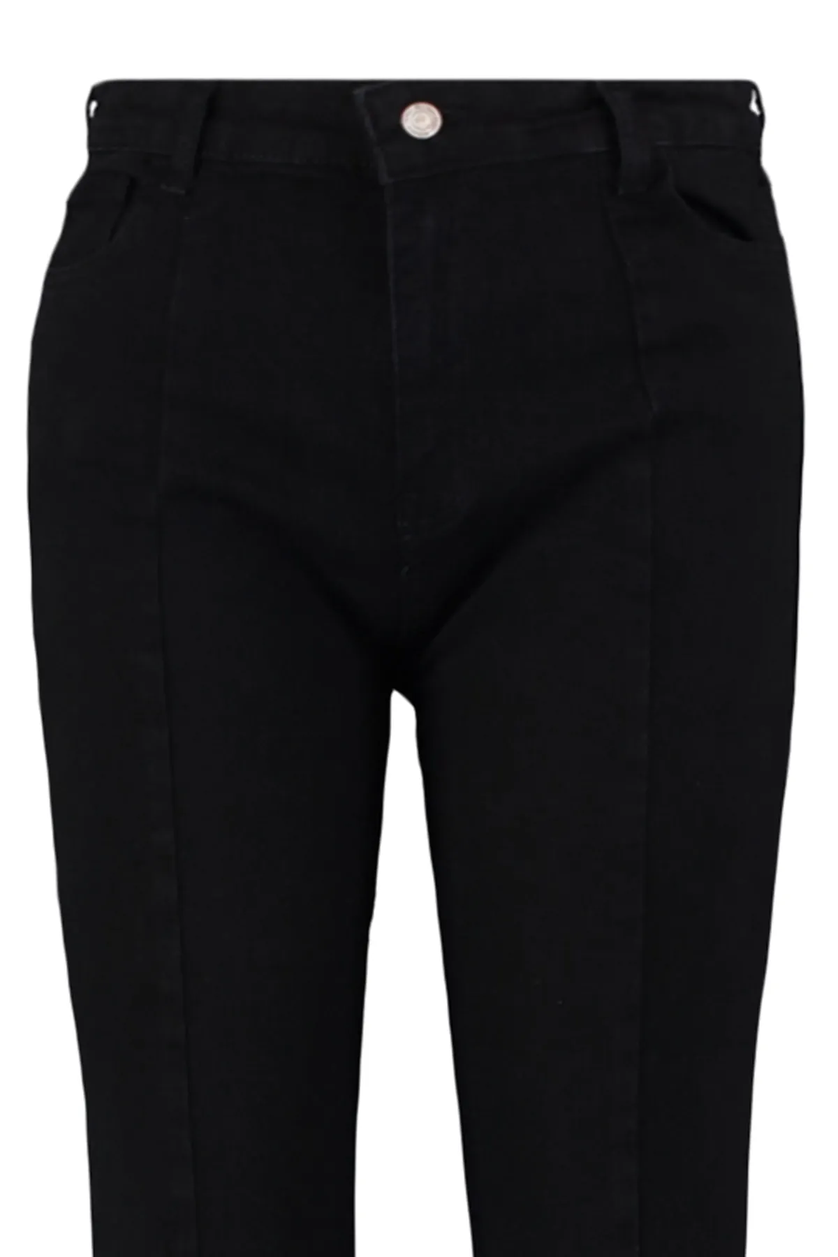 Trendyol Curve  Schwarze Denim-Jeans mit Schlitz und Details TBBAW23CJ00038