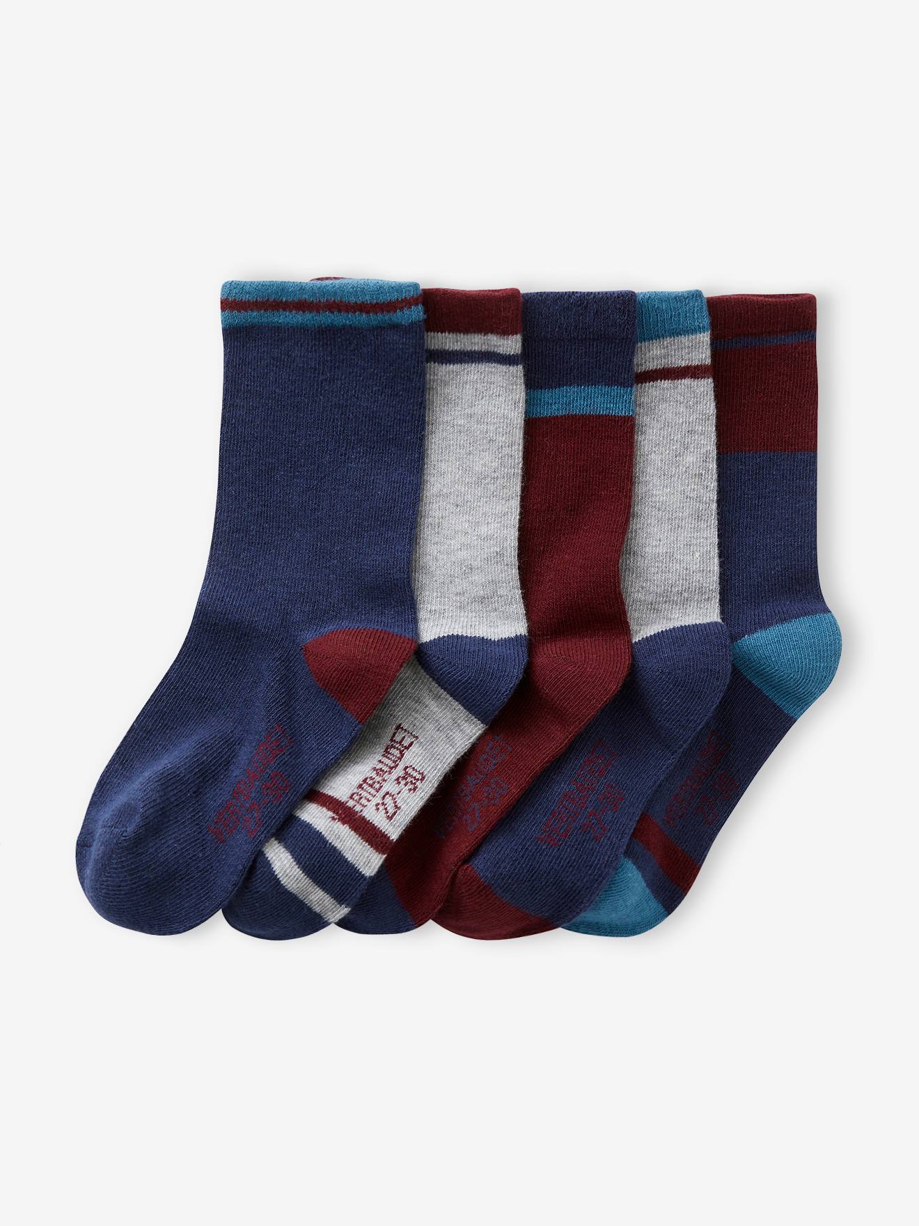 Lot de 5 paires de chaussettes colorblock garçon vert