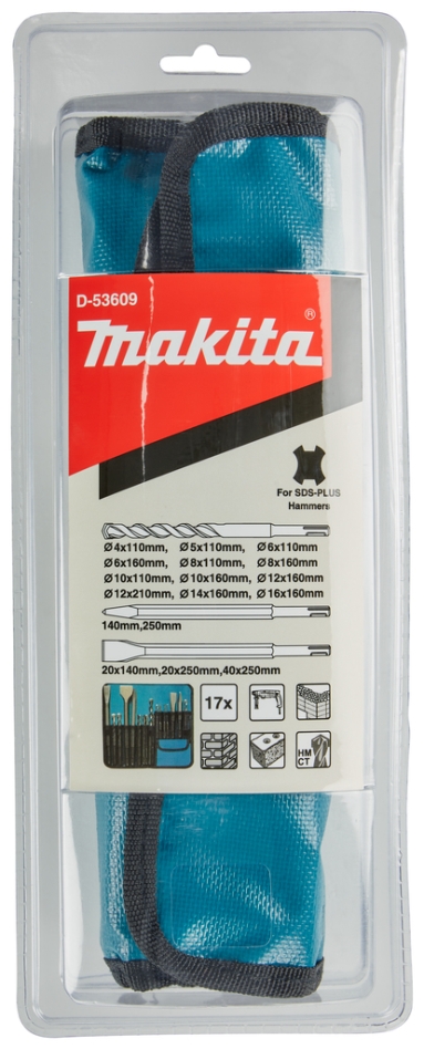 Makita Zubehör D-53609 SDS-Plus Bohrer-/Meißelset im Koffer, 17-teilig