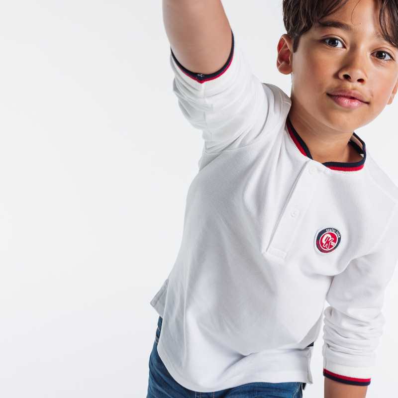 T-shirt manches longues à écusson blanc garçon