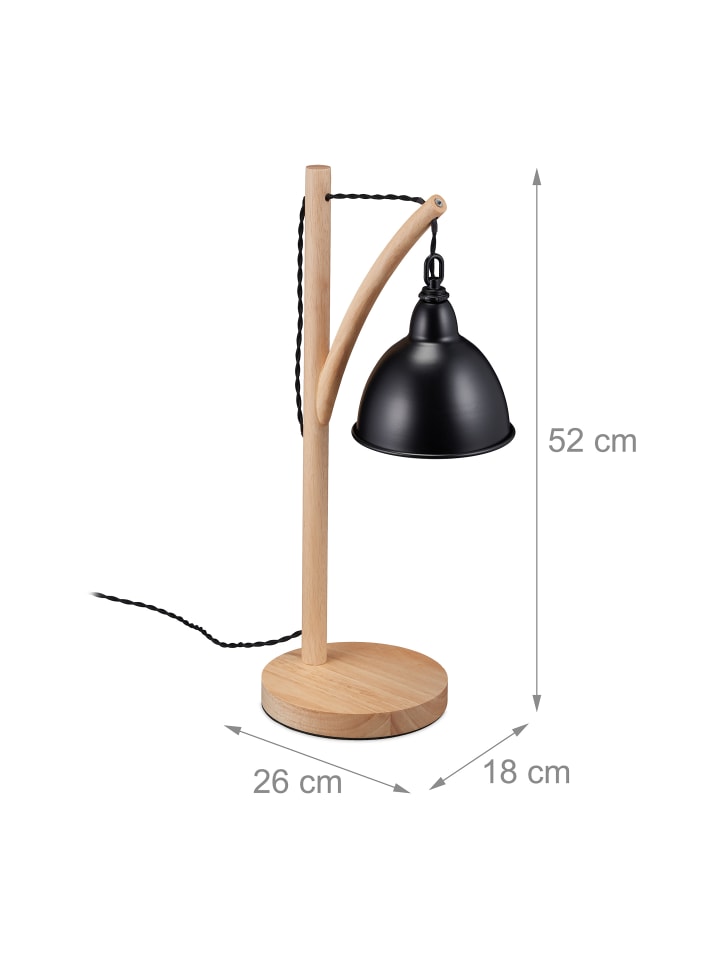 relaxdays Tischlampe in Schwarz - (B)18 x (H)52 x (T)26 cm günstig kaufen onesize