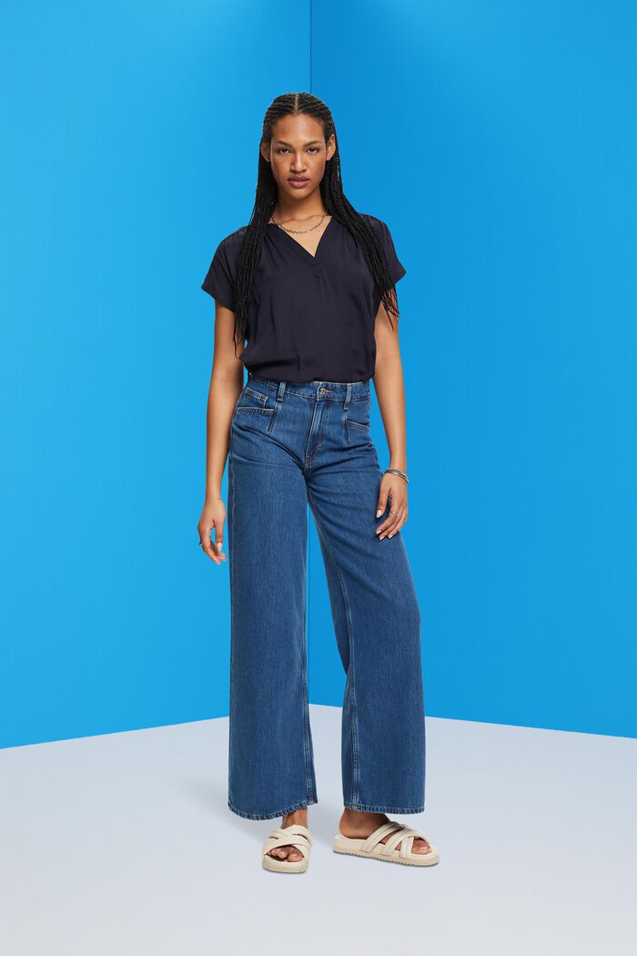Bluse mit V-Neck, LENZING™ ECOVERO™