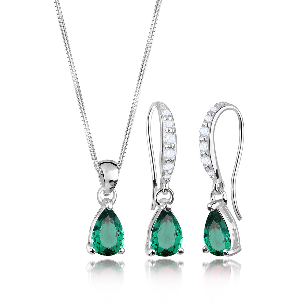 Elli Elli Ensemble de Bijoux Femmes Goutte Pendentif Étincelant avec Quartz pierre pré Bijoux
