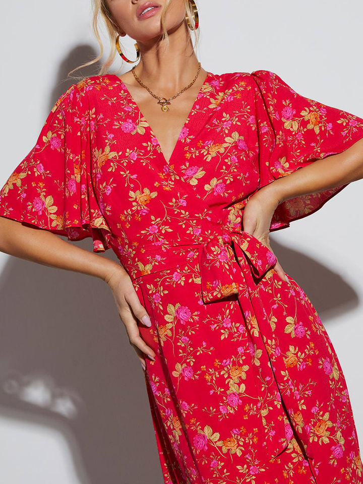 Milan Kiss Kleid in Rot/ Beige günstig kaufen