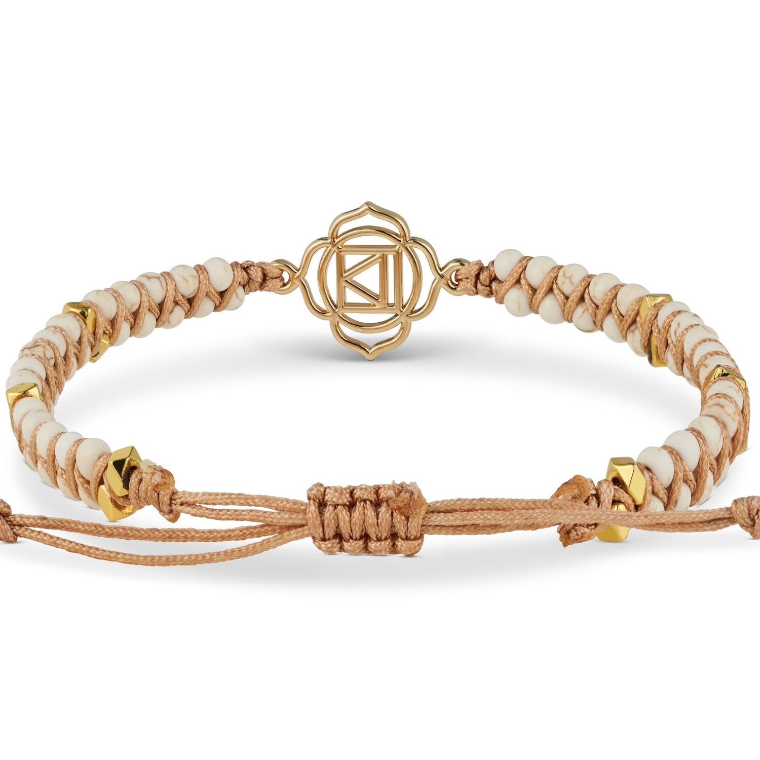 Yoga Armband - Türkis Edelstein Perlen Blau mit Lotus Anhänger