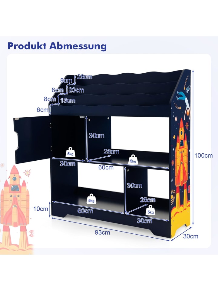 COSTWAY 3 in 1 Spielzeugregal in Blau günstig kaufen onesize
