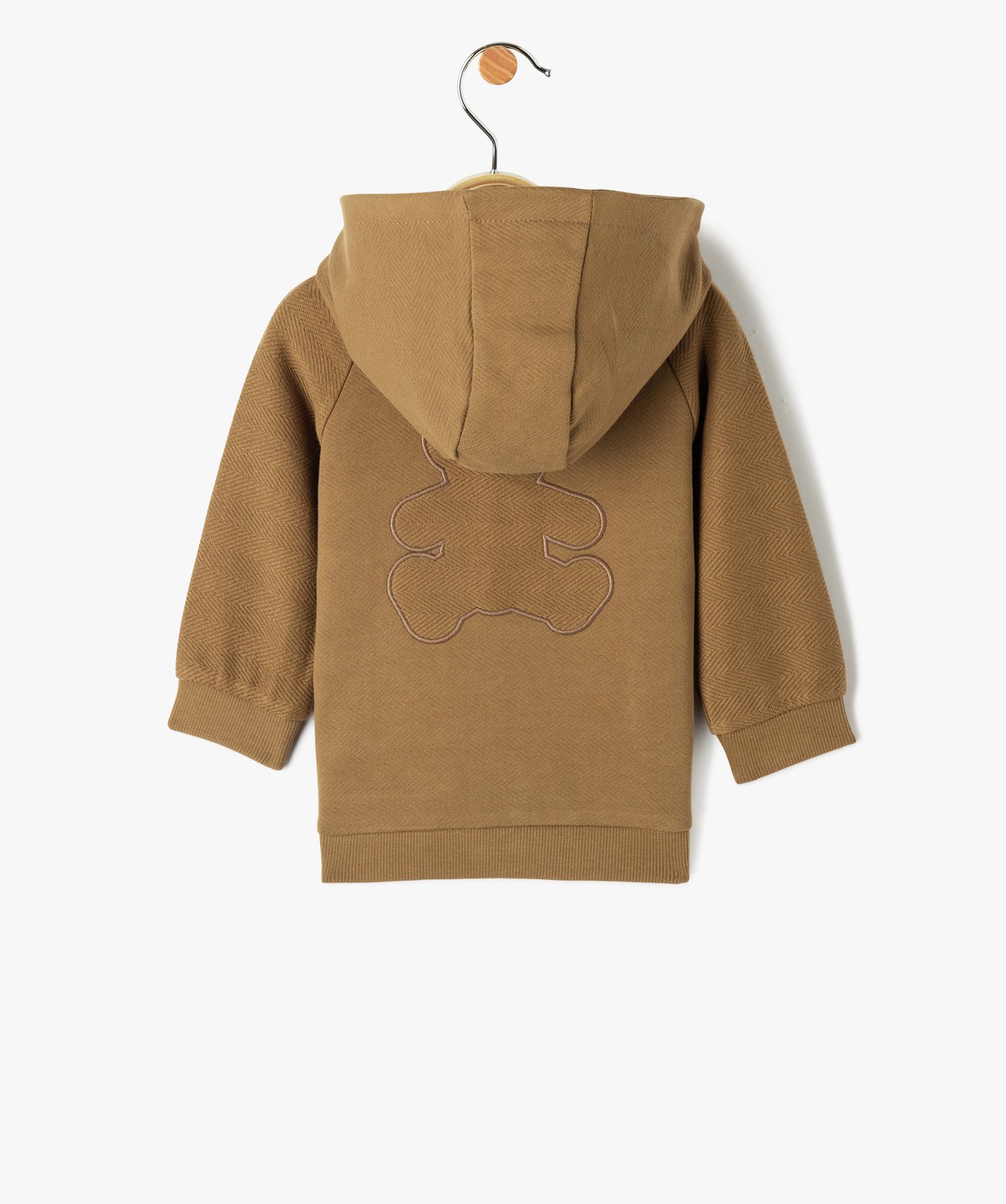 Sweat bébé Garçon à capuche avec boutons - LuluCastagnette marron | GEMO