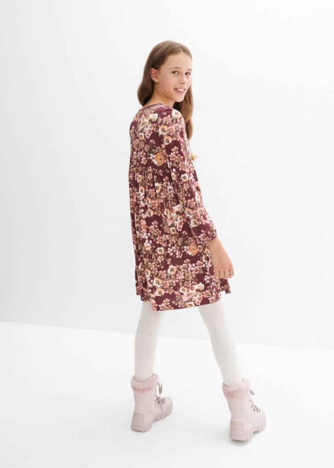 Mädchen Jerseykleid mit Blumendruck (2er Pack)