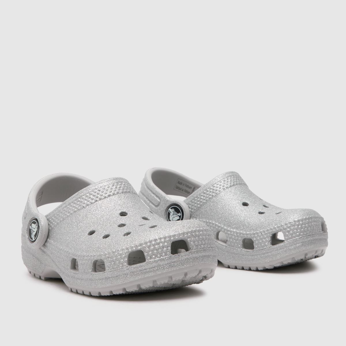 Crocs ezüst klasszikus csillámos klumpa lányoknak kisgyermek szandál