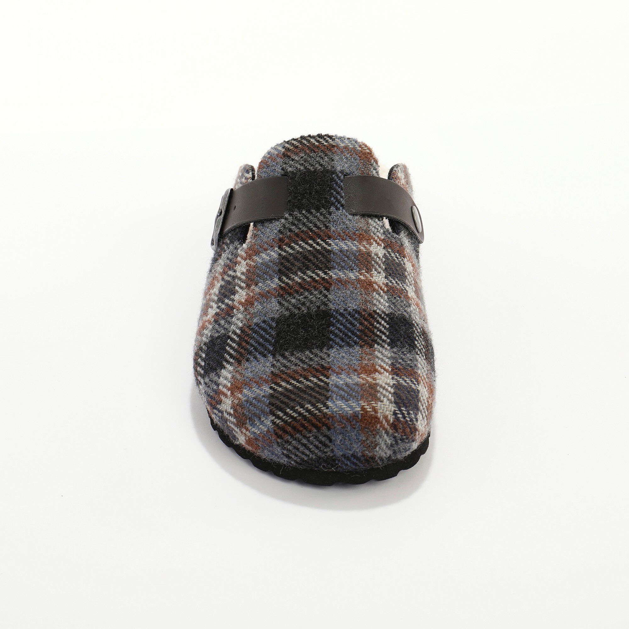 Mules sabot carreaux à boucle