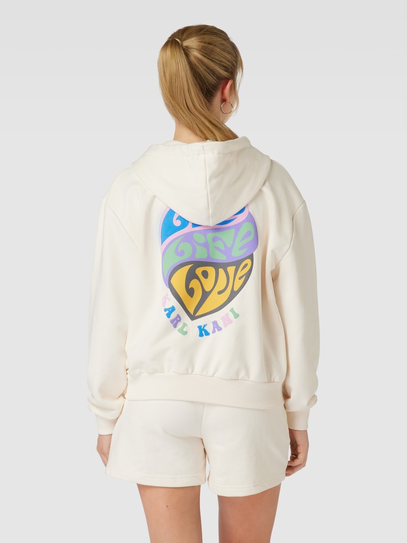 Sweatjacke mit Label-Stitching in offwhite