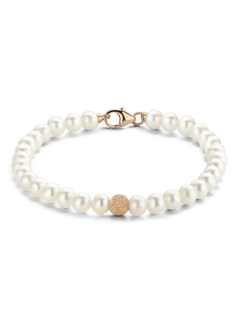 Diamond Point Rose gold bracelet white freshwater pearl Riviera