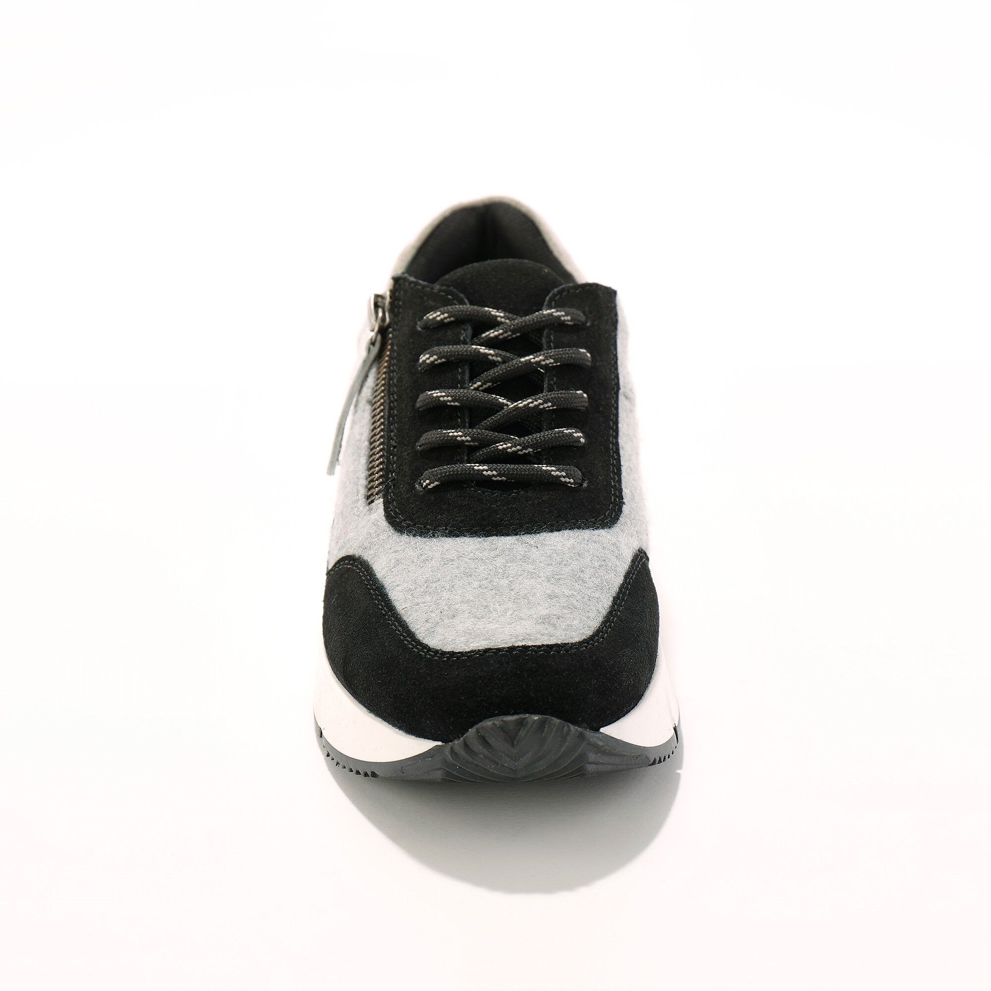 Baskets style running zippées en cuir bimatière