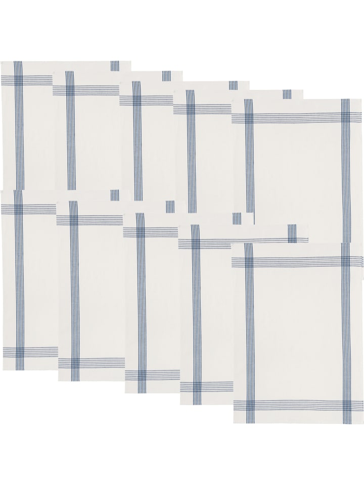 Erwin Müller Jacquard, Halbleinen, Leinen / Halbleinen Geschirrtuch 10er-Pack in blau günstig kaufen 50 x 70 cm