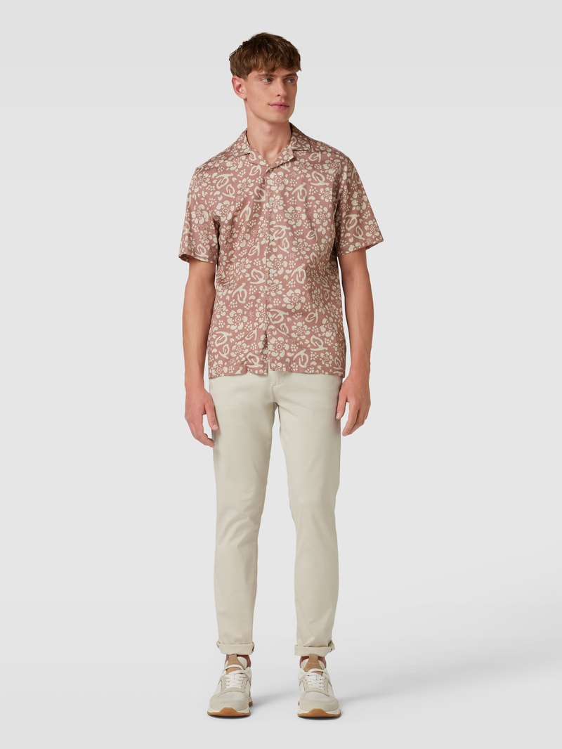 Slim Fit Freizeithemd mit Allover-Muster Modell 'JOLE' in rostrot