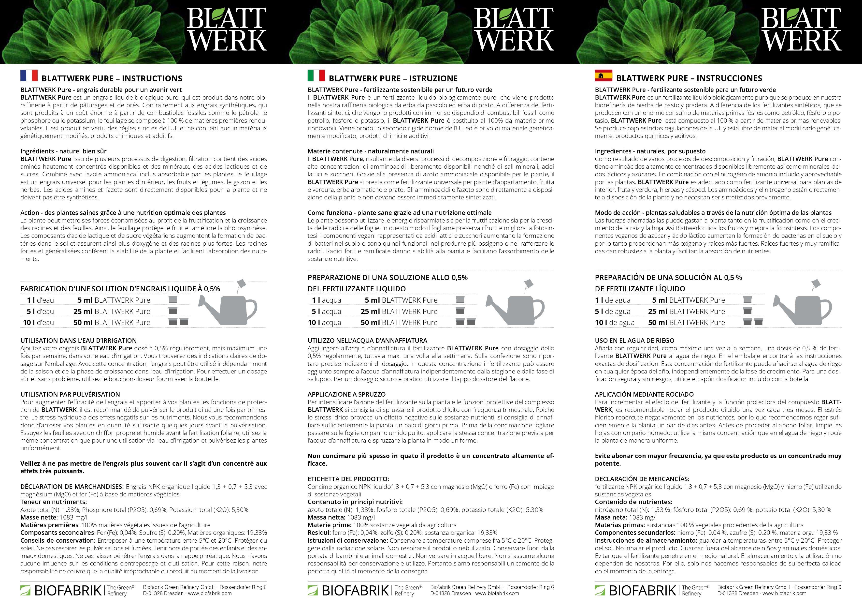 BIOFABRIK Bio-Erde BLATTWERK Dünger, Biodünger, Universaldünger vegan, (1-St)