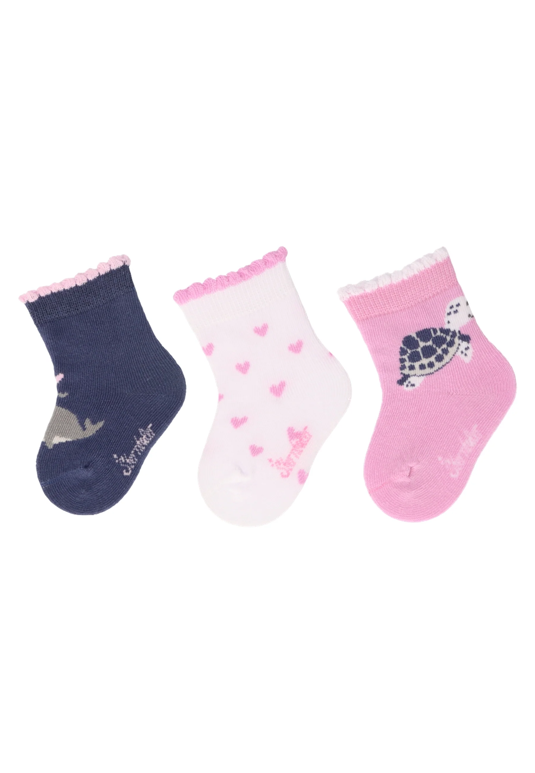 Socken im 3er Pack mit Motiv Wal in versch. Farben