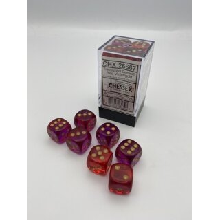 Gemini 16mm d6 Translucent Red-Violet/gold Dice Block (12)
