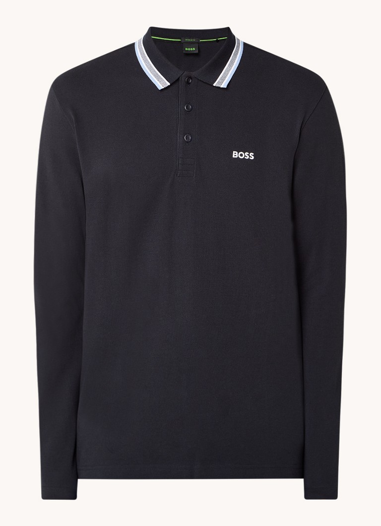 Polo HUGO BOSS Plisy de corte regular em algodão piqué com logotipo.