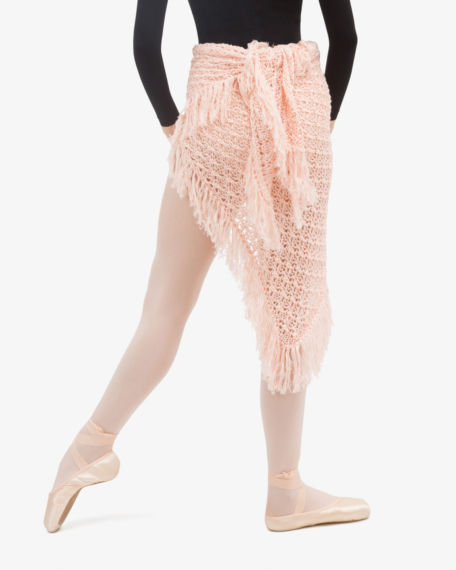 Knit shawl with fringes