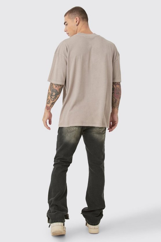 Zerrissene Slim-Fit Schlagjeans in Braun