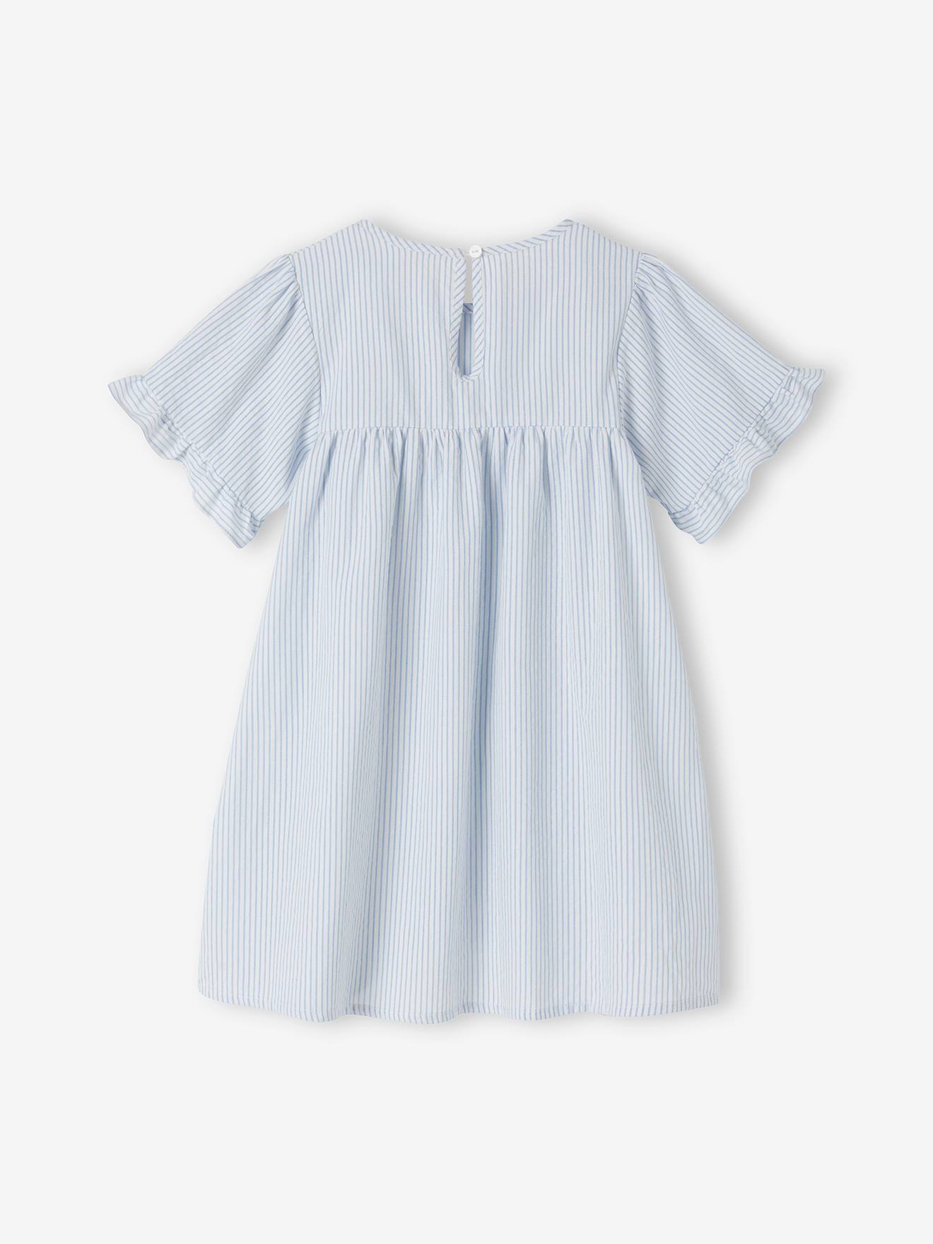 Vertbaudet Mädchen Sommer-Nachthemd - blau gestreift