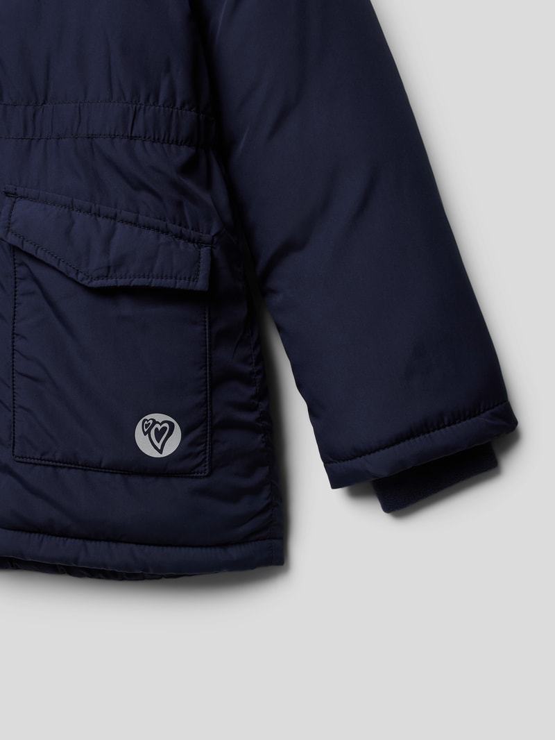 Winterjacke mit Kunstfellbesatz in marineblau