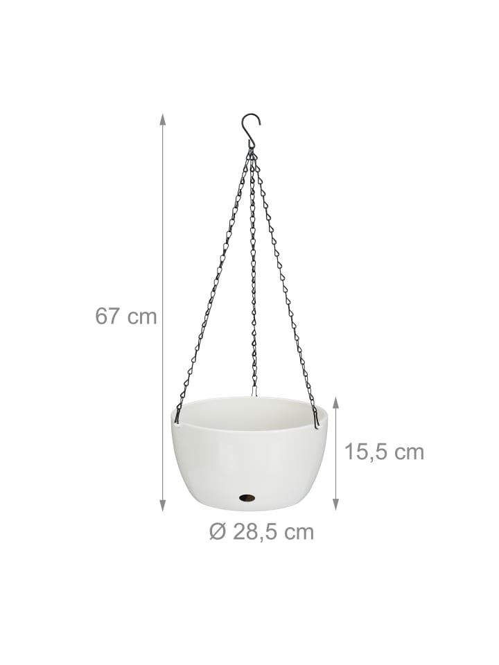 relaxdays 2 x Blumenampel in Weiß - (H)67 x Ø28,5 cm günstig kaufen onesize