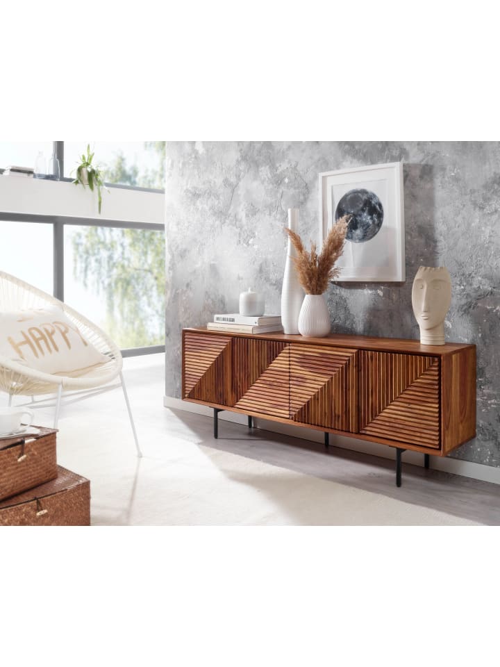 KADIMA DESIGN Lowboard Massivholz 140x54x33 cm TV-Kommode mit vier Türen, günstig kaufen onesize