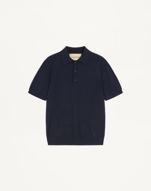 Valentino poloshirt i uld med V-logo-broderi