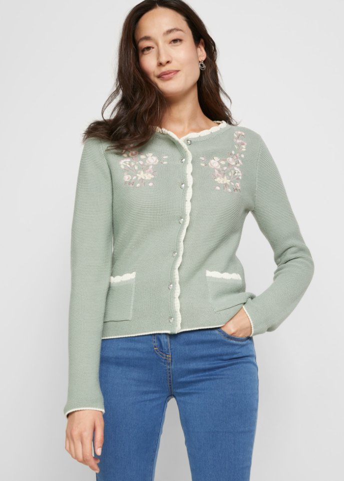 Hübsche Trachten-Strickjacke mit Stickerei