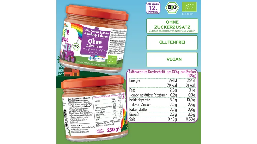 pumpkin organics Bio Veggie Bolognese 250 g