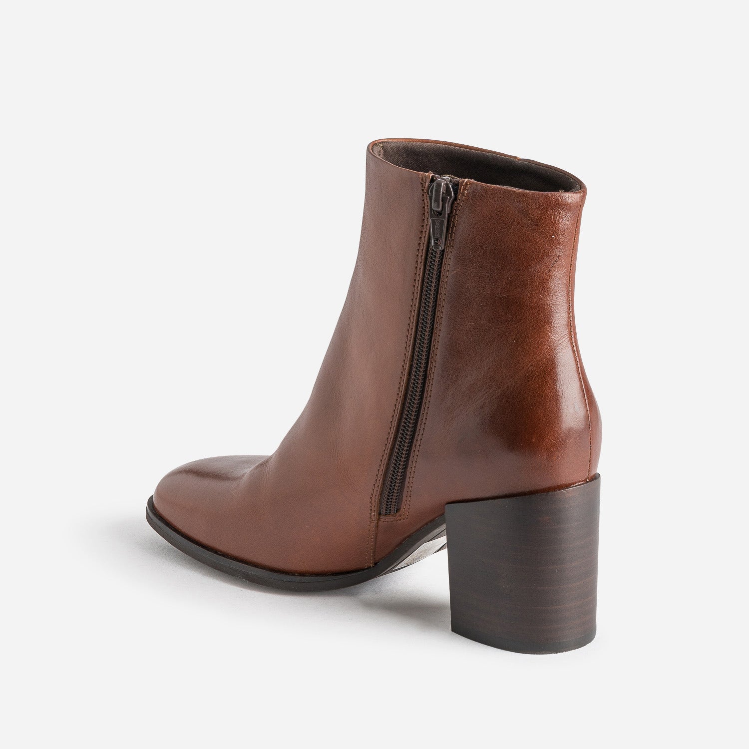 Boots cognac en cuir à talon