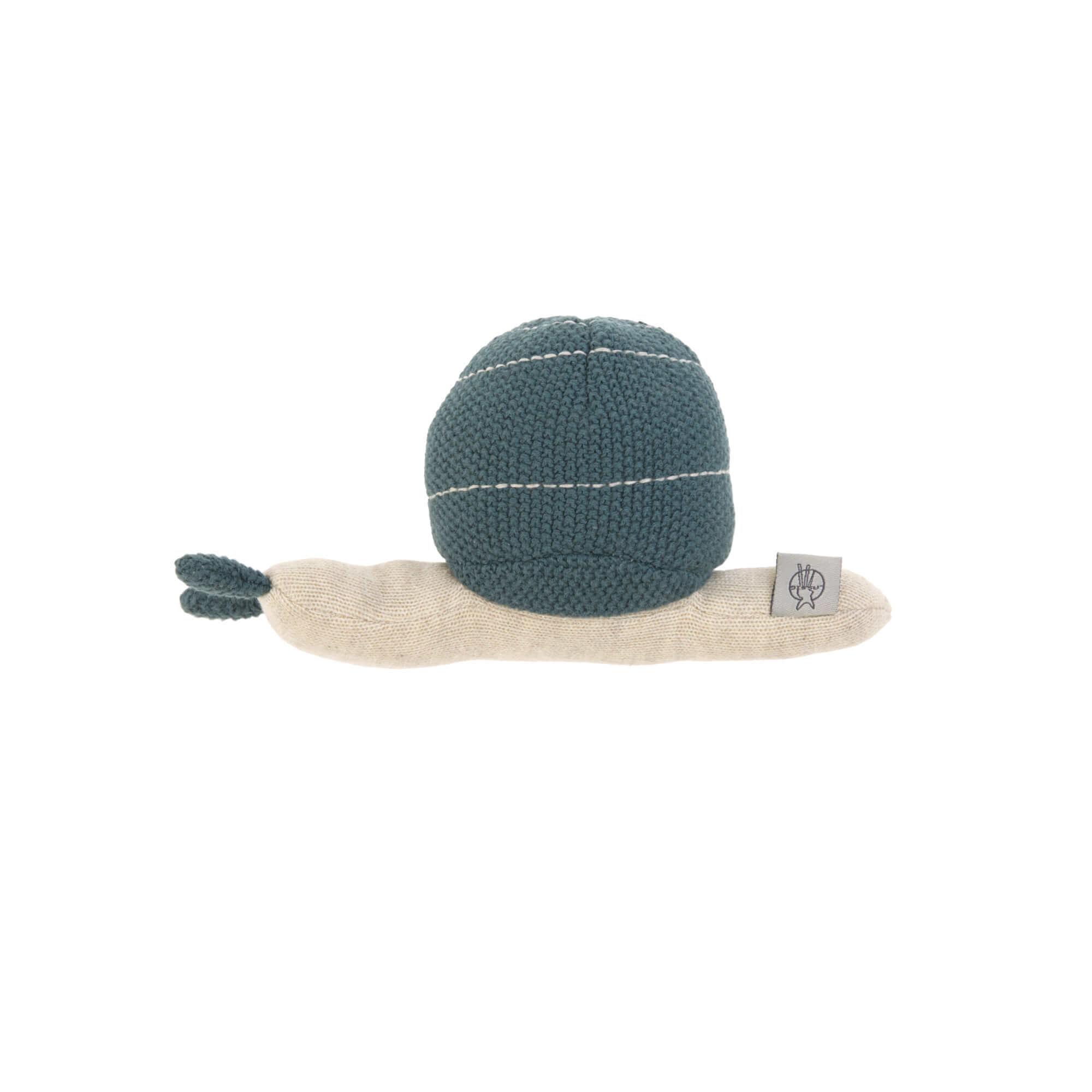 Kuscheltier mit Rassel - Knitted Toy, Garden Explorer Schnecke Blau
