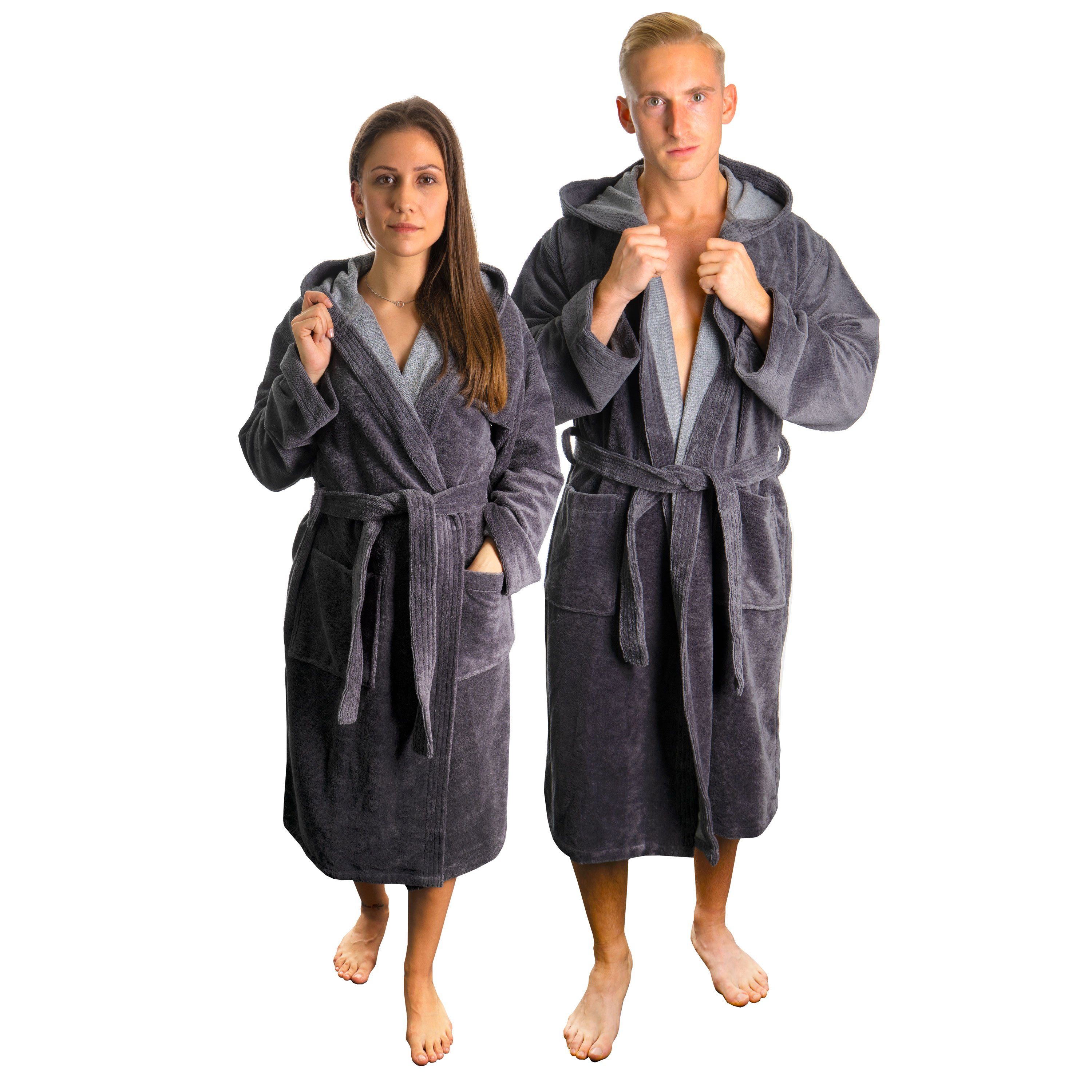 Lavea Bademantel Bademantel Madrid, Kapuze, Gürtel aus Soft-Velour, mit Kaputze, mit Gürtel, mit Taschen
