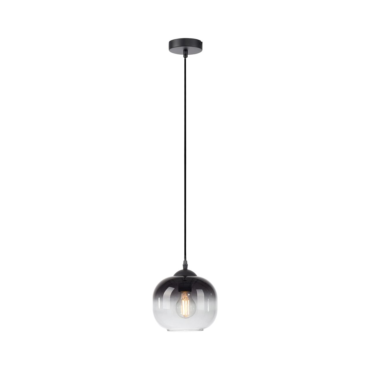 JUST LIGHT Pendelleuchte ZEA, 1x E27/25 Watt max., Glas in Rauchfarben, Schwarz