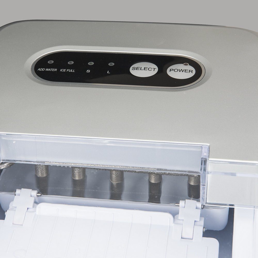 H.Koenig Eiswürfelmaschine Eiswürfelbereiter Eiswürfel-Maker KB14, LED-Display und Bedienfeld, Tropfwanne, Eisschaufel, Eiswürfelschale