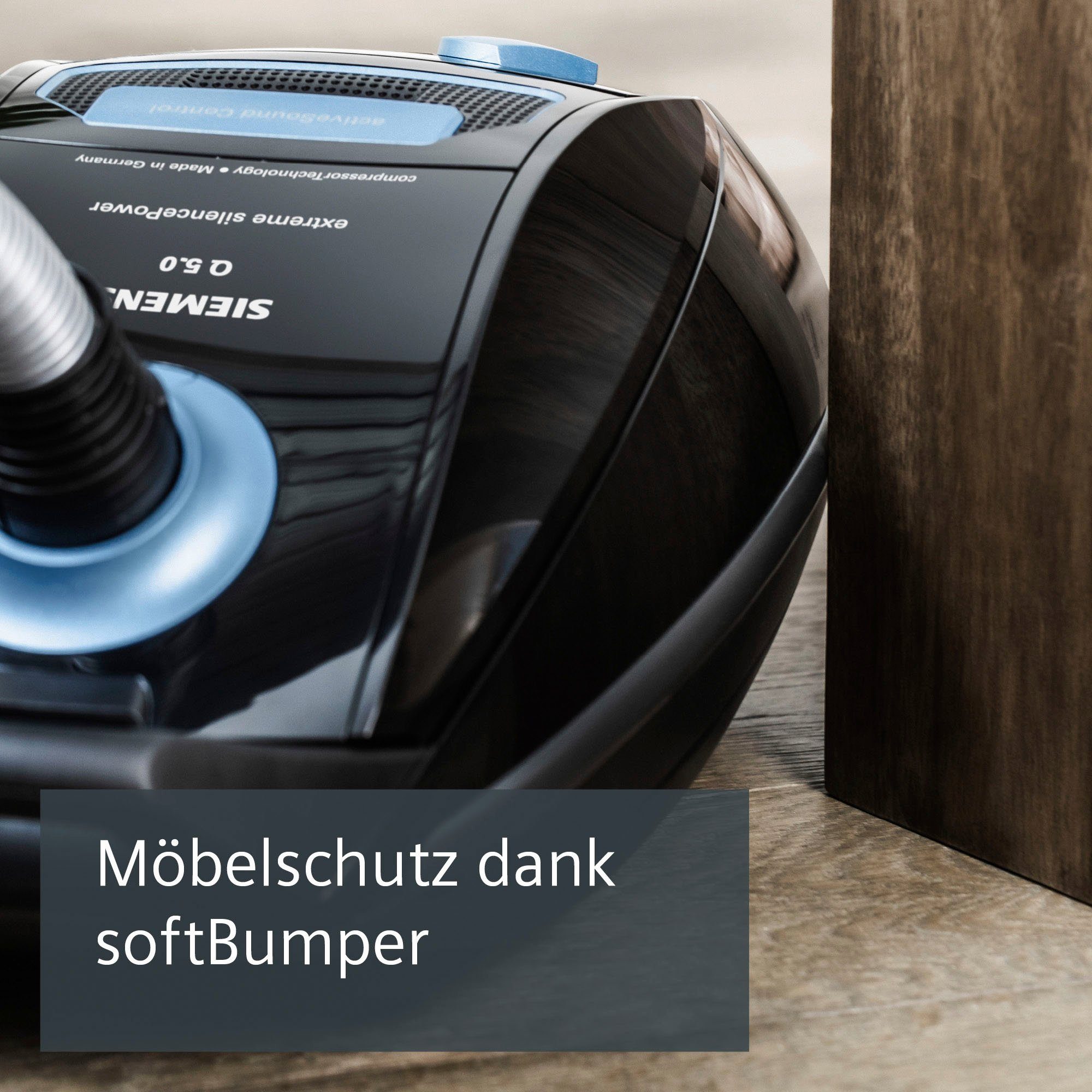 SIEMENS Bodenstaubsauger extreme silencePower VSQ5X1230, schwarz, 850 W, mit Beutel, starke Saugleistung, ideal für Allergiker