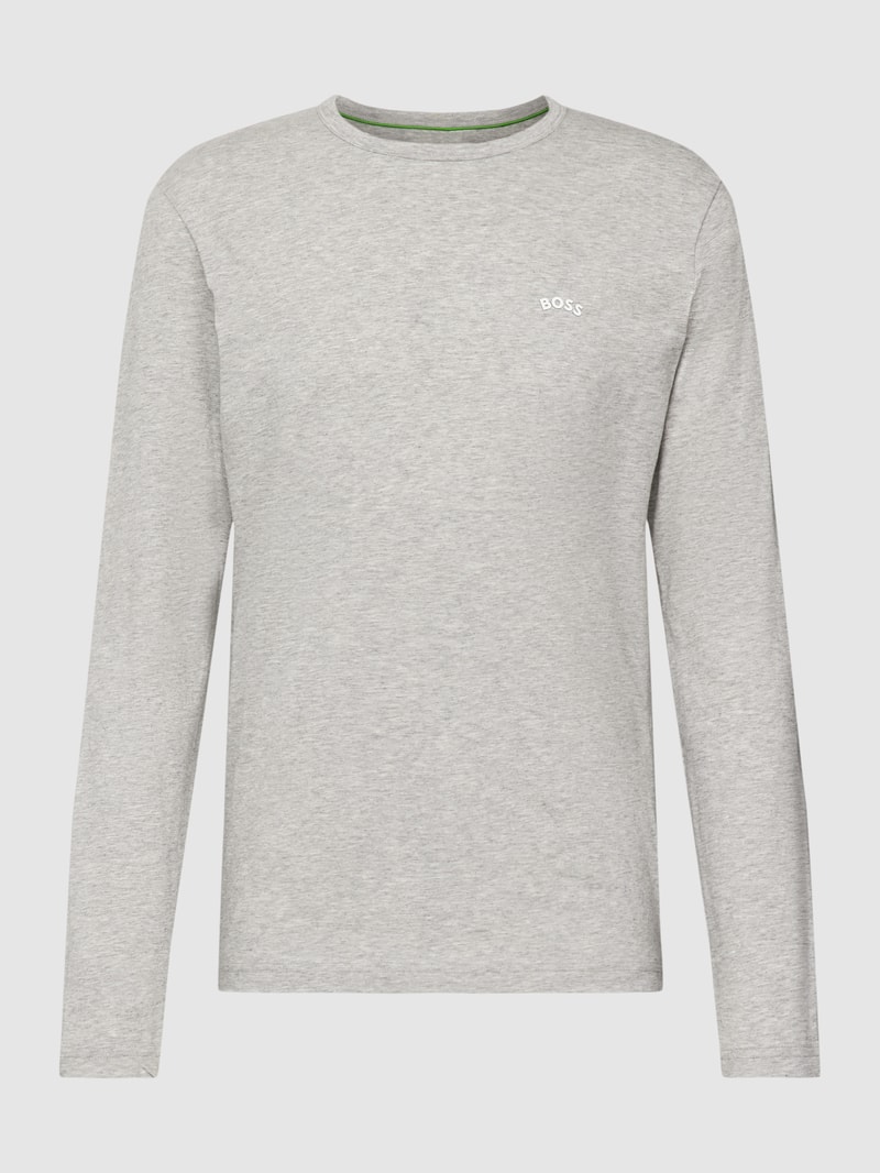 Longsleeve mit Label-Detail Modell 'CURVED' in hellgrau