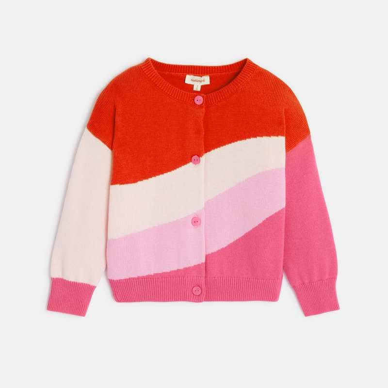 Cardigan bébé fille en tricot rouge et rose bébé fille Catimini