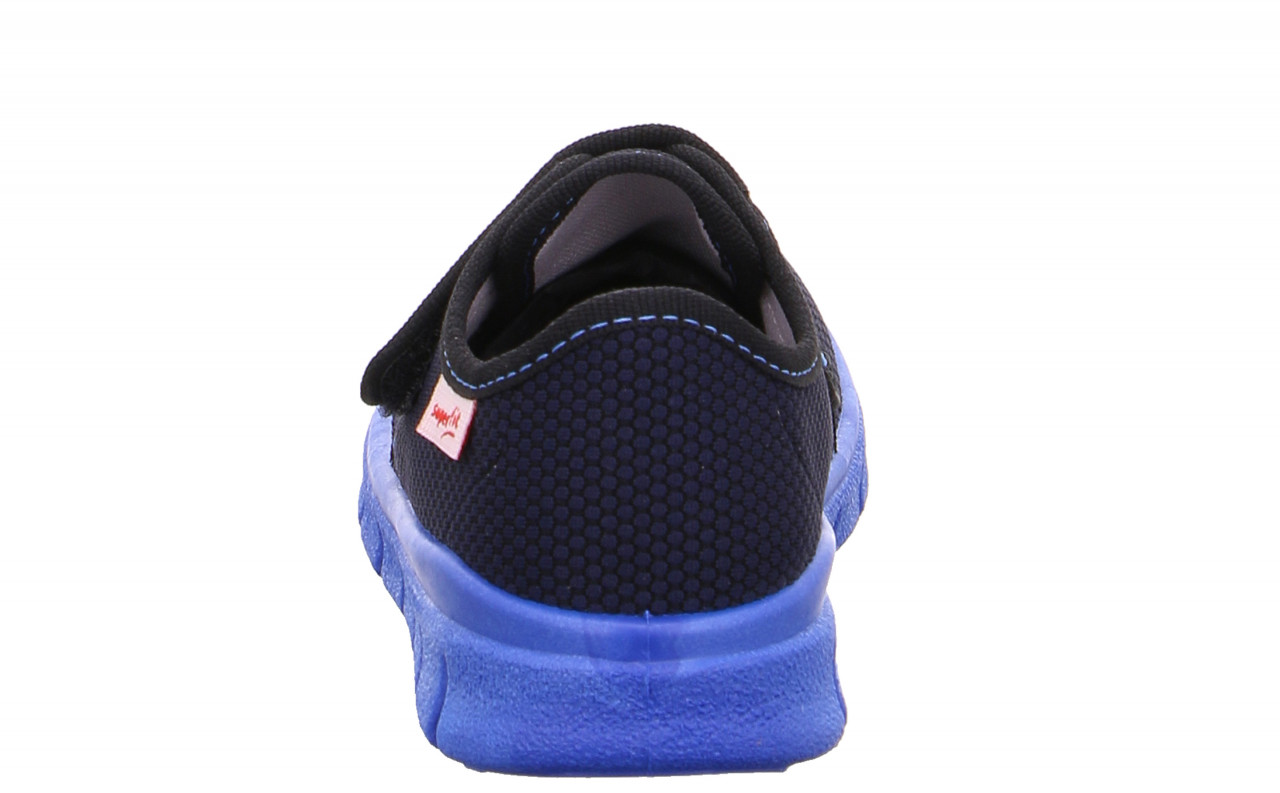 BOBBY - Blau Hausschuh mit Klettverschluss
